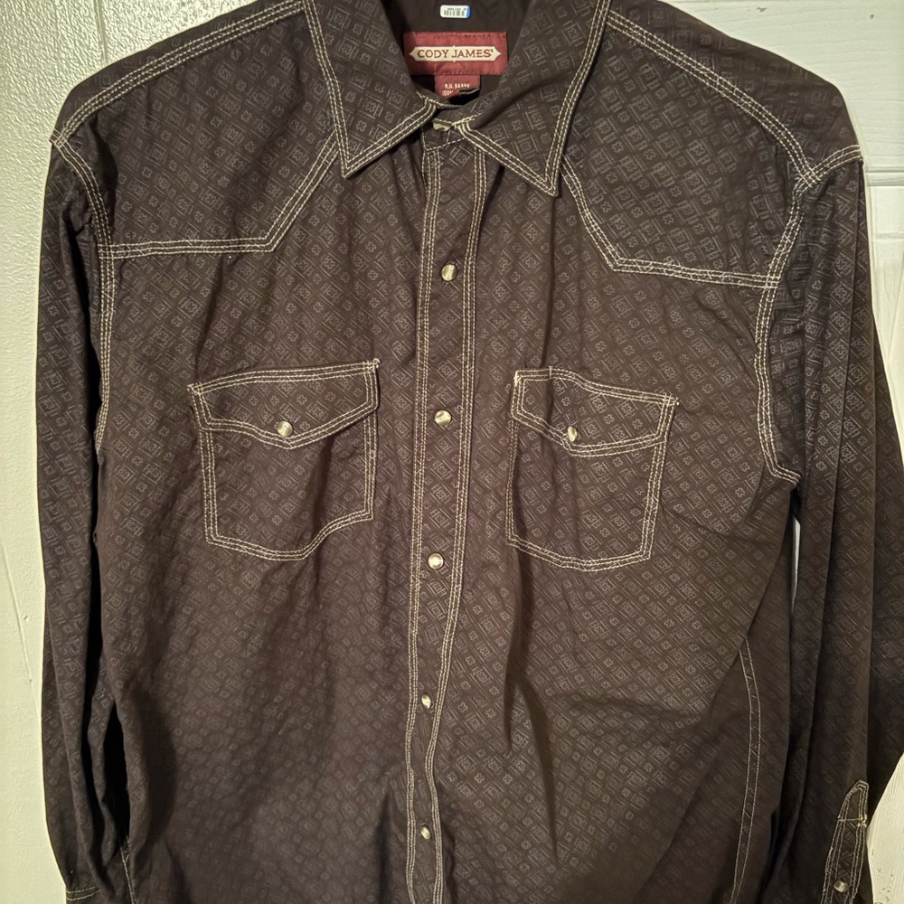 Cody James Men's Dark Brown Casual Button Down Shirt